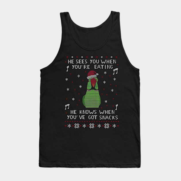 he sees you when you're eating, he knows when you've got snacks - green ringneck Tank Top by FandomizedRose